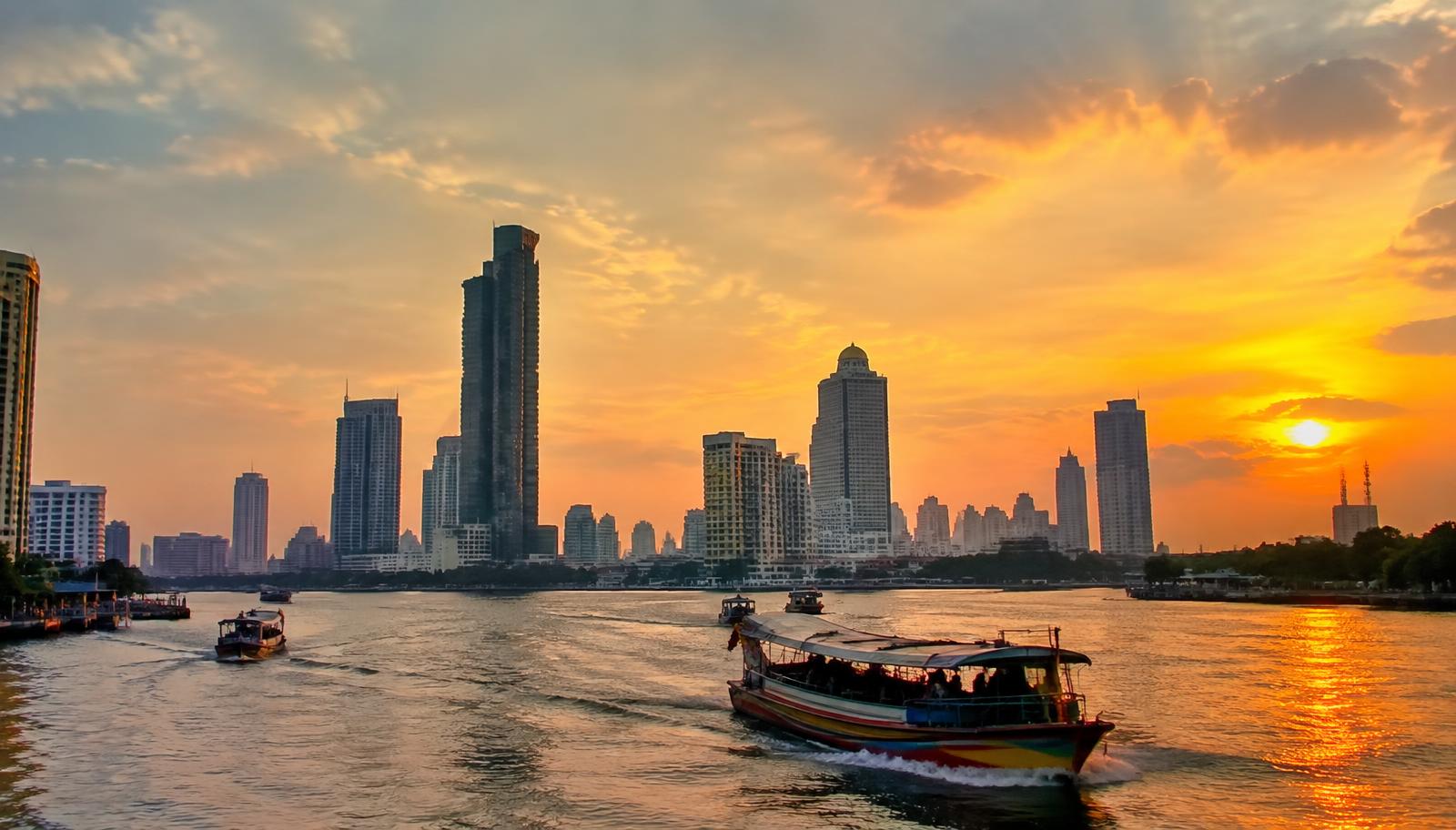 Bangkok city skyline and landmarks in Thailand
